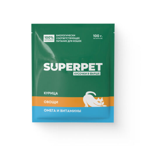 Курица для кошек. Кусочки в фарше - SUPERPET