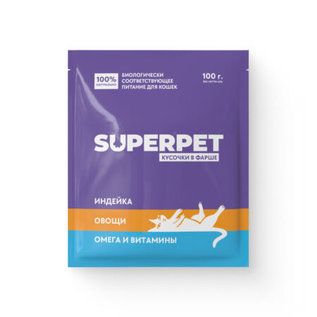 Индейка для кошек. Кусочки в фарше - SUPERPET