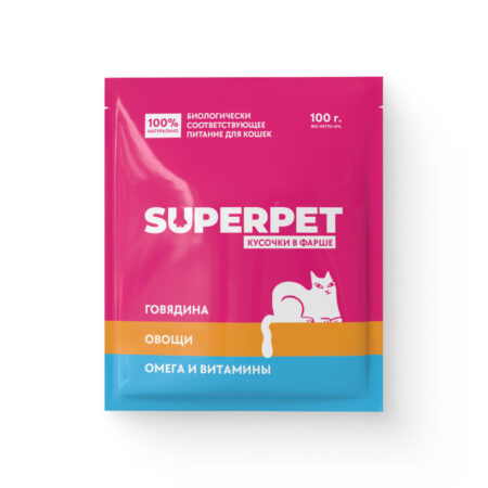 Говядина для кошек. Кусочки в фарше - SUPERPET