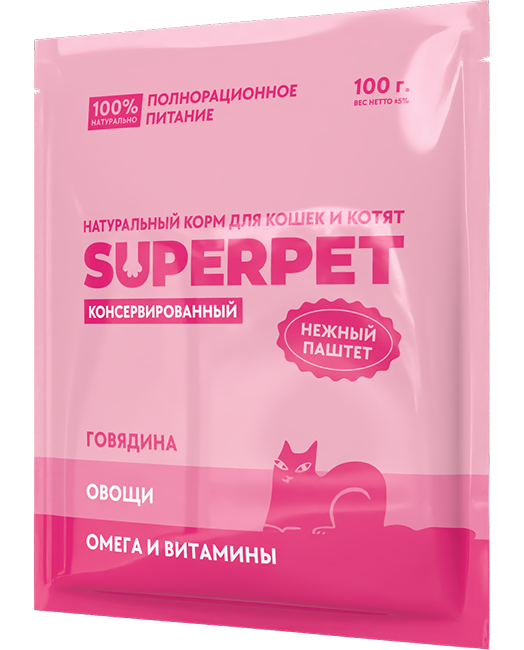 Влажный SUPERPET для кошек с говядиной